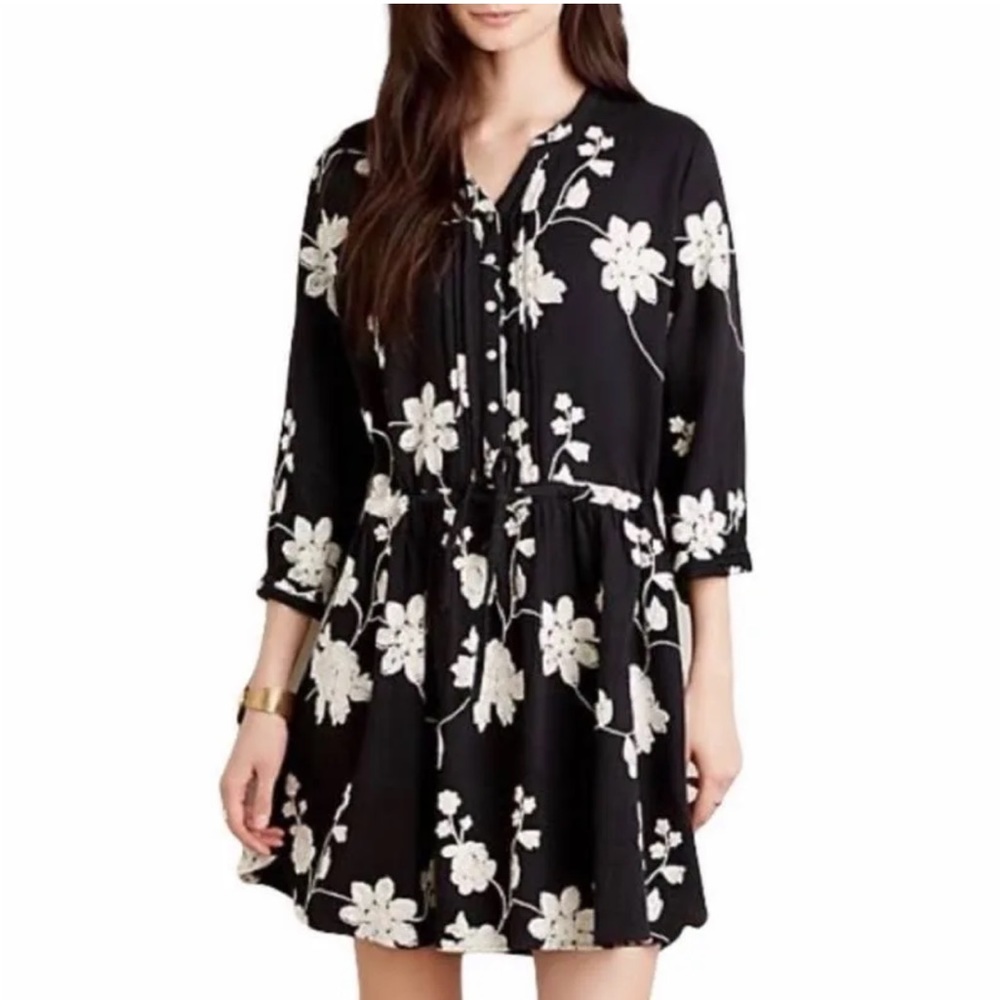 Isabella Sinclair Anthropologie Embroidered Dress | Color: Black/White Sz Large - Picture 2 of 4